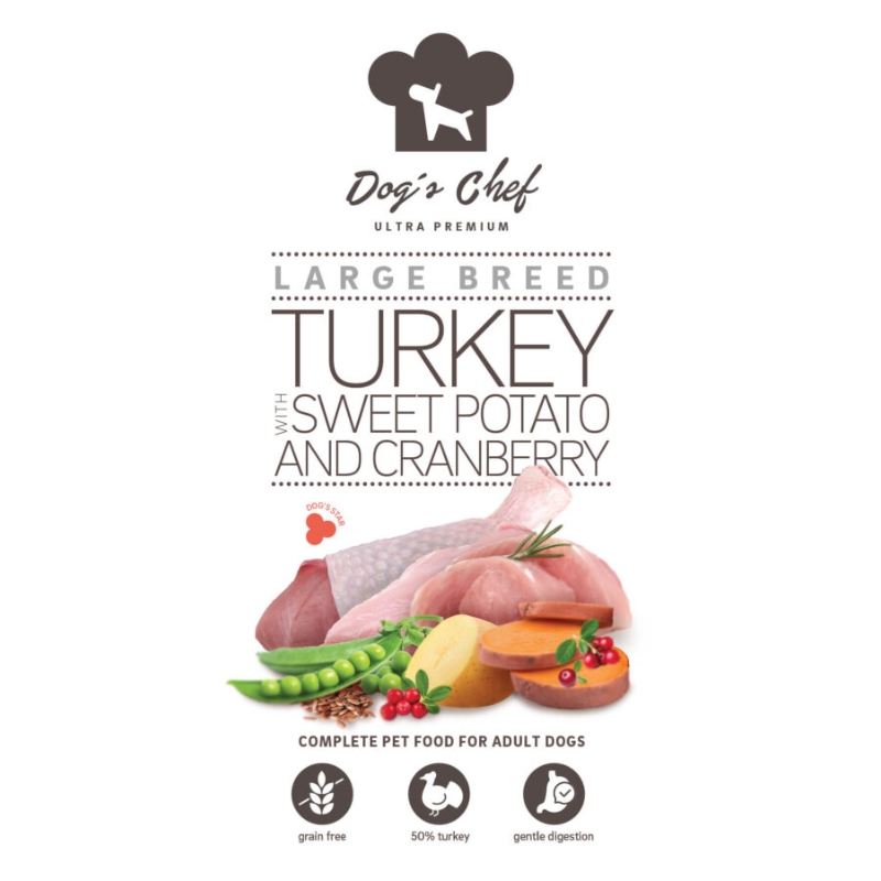 Dogs Chef Turkey with Sweet potato and Cranberry LARGE BREED 500 g