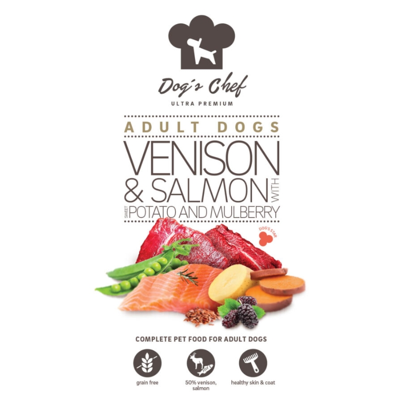 Dogs Chef  Venison & Salmon with Sweet potato & Mulberry ADULT 15 kg