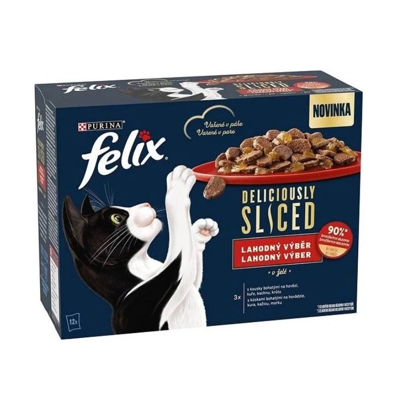 Felix Deliciously sliced lahodn vber v el, hovdzie, kura, kaka, morka 12 x 80 g