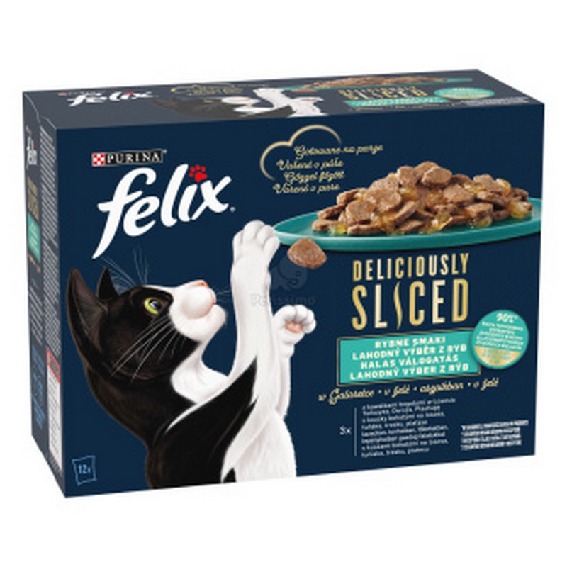 Felix Deliciously sliced lahodn vber v el, losos, treska, tuniak a platesa 12 x 80g