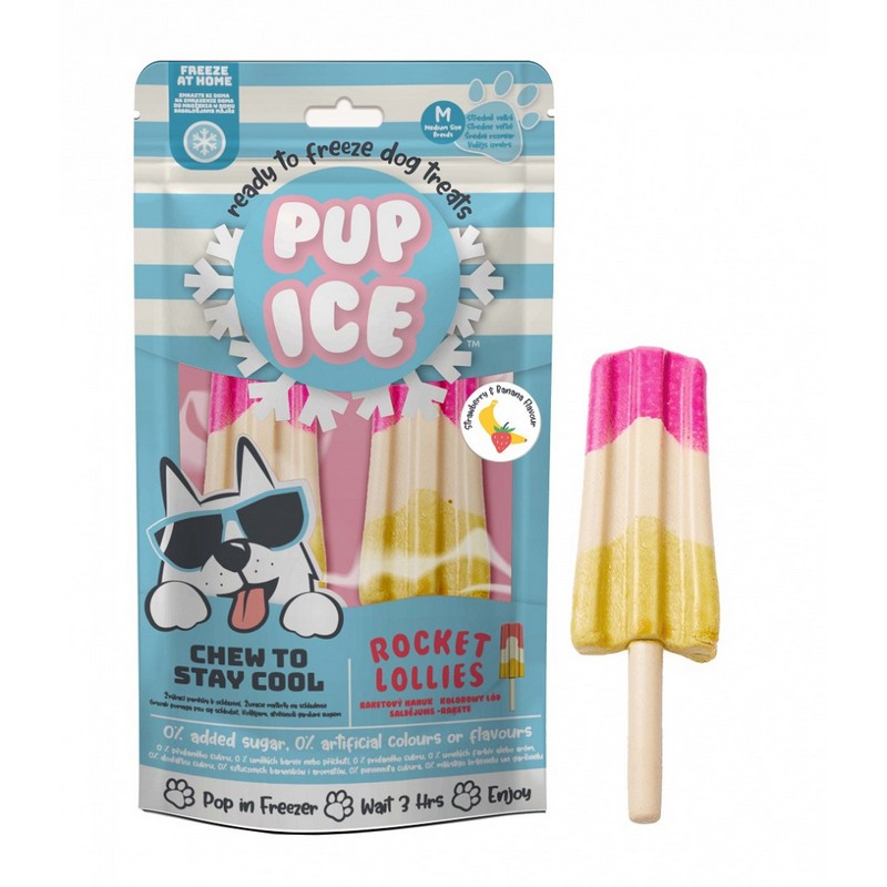 PUP ICE chladiaca pochka jahoda a bann 2 ks 90g