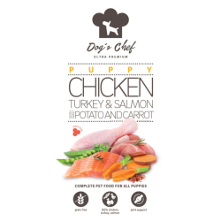 Dogs Chef Chicken, Turkey & Salmon with Sweet potato and Carrot ALL PUPPIES 12 kg